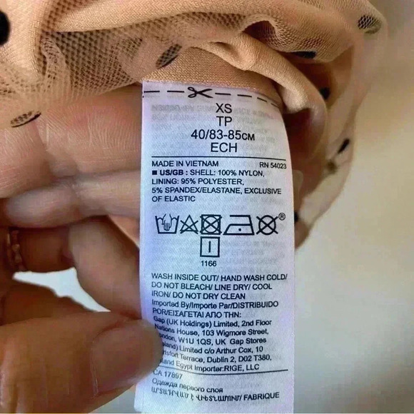 Banana Republic NWT Pink Mesh Top XS Black Polka Dots Button Neck Office Attire - Picture 11 of 13